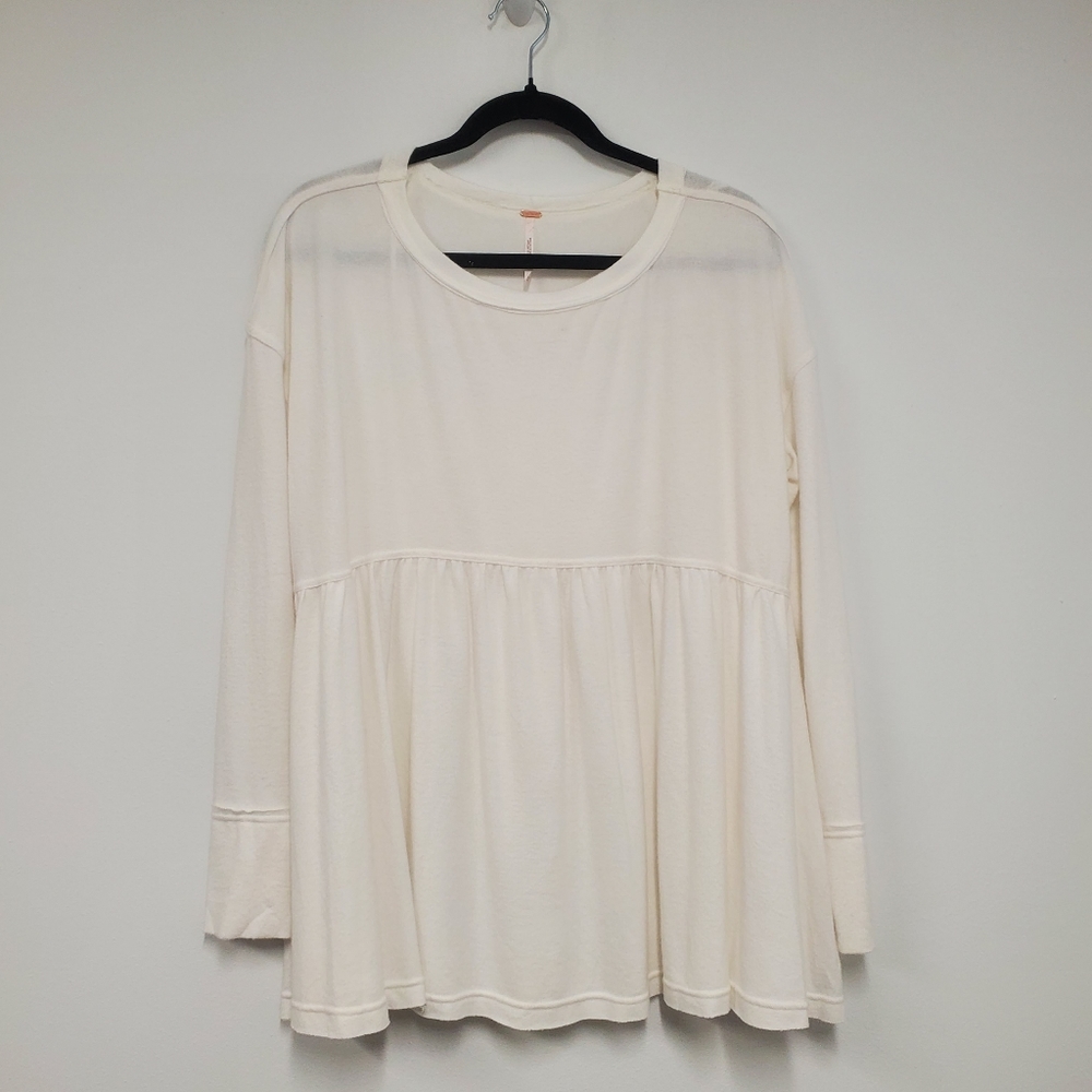 Free People Forever Your Girl Top S White Cream Babydoll Top Boho Flowy Neutral